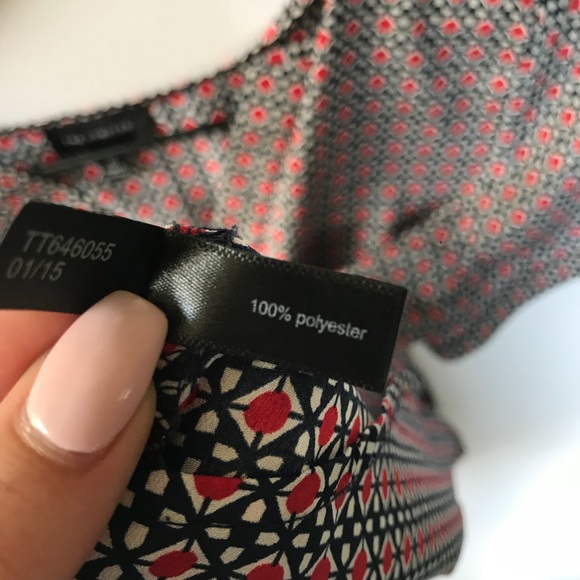 The Limited Red and Blue Blouse Split Neckline - Picture 7 of 7